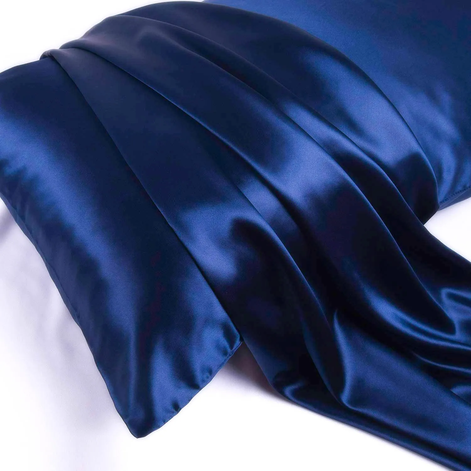 Navy Blue Silk Pillowcase - King - Zip Closure