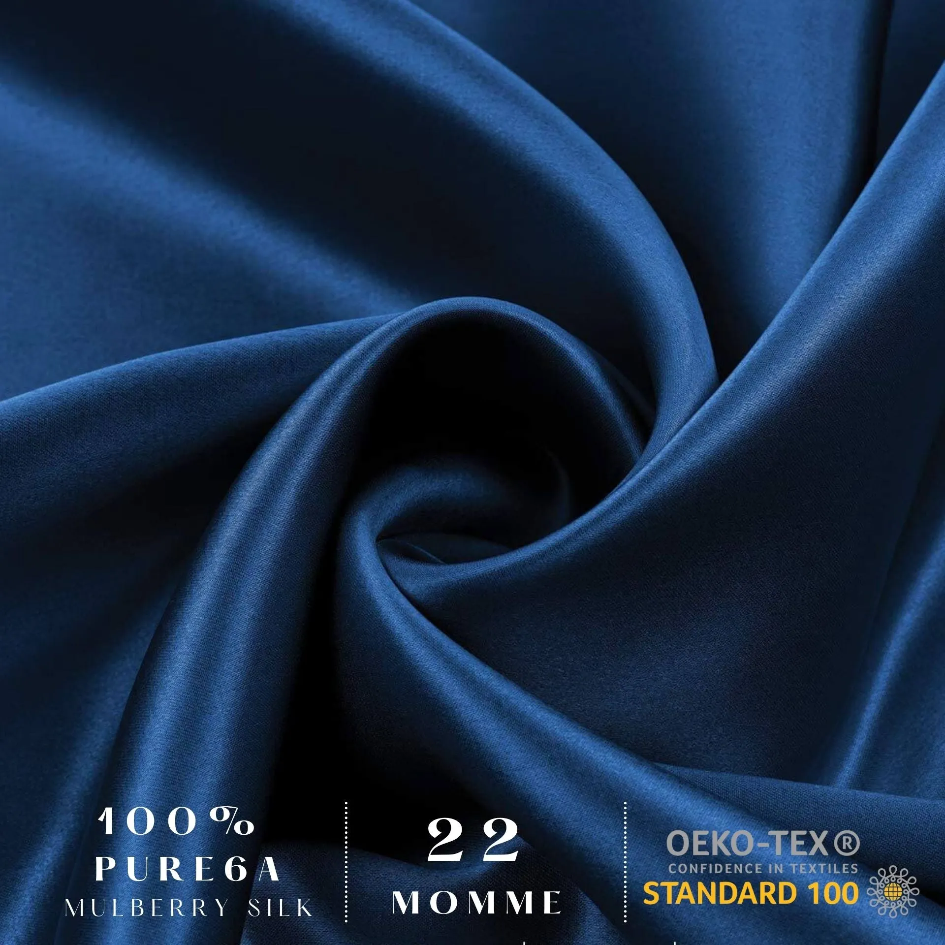 Navy Blue Silk Pillowcase - King - Zip Closure