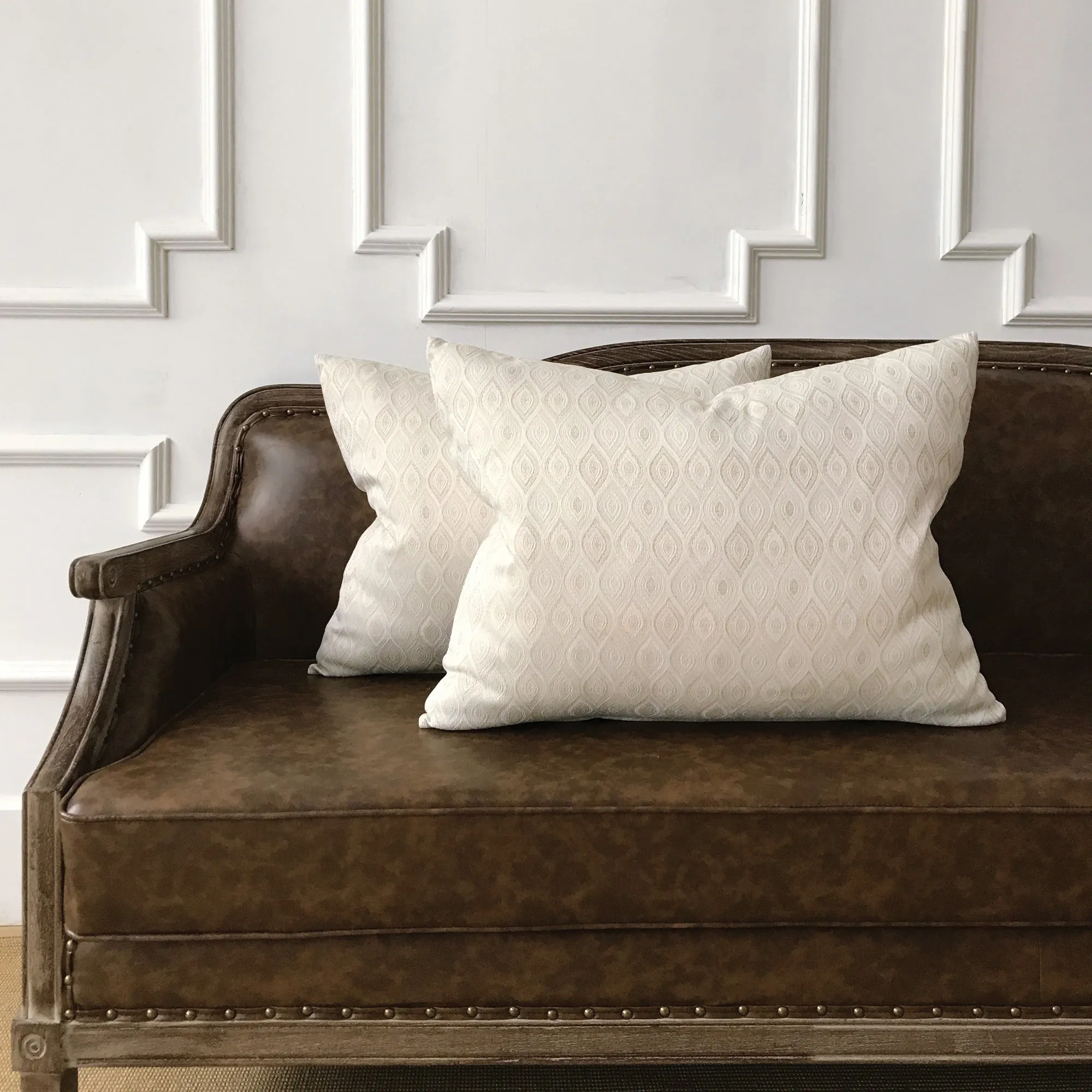 Neutral Woven Ogee Throw Pillow Cover 20x27