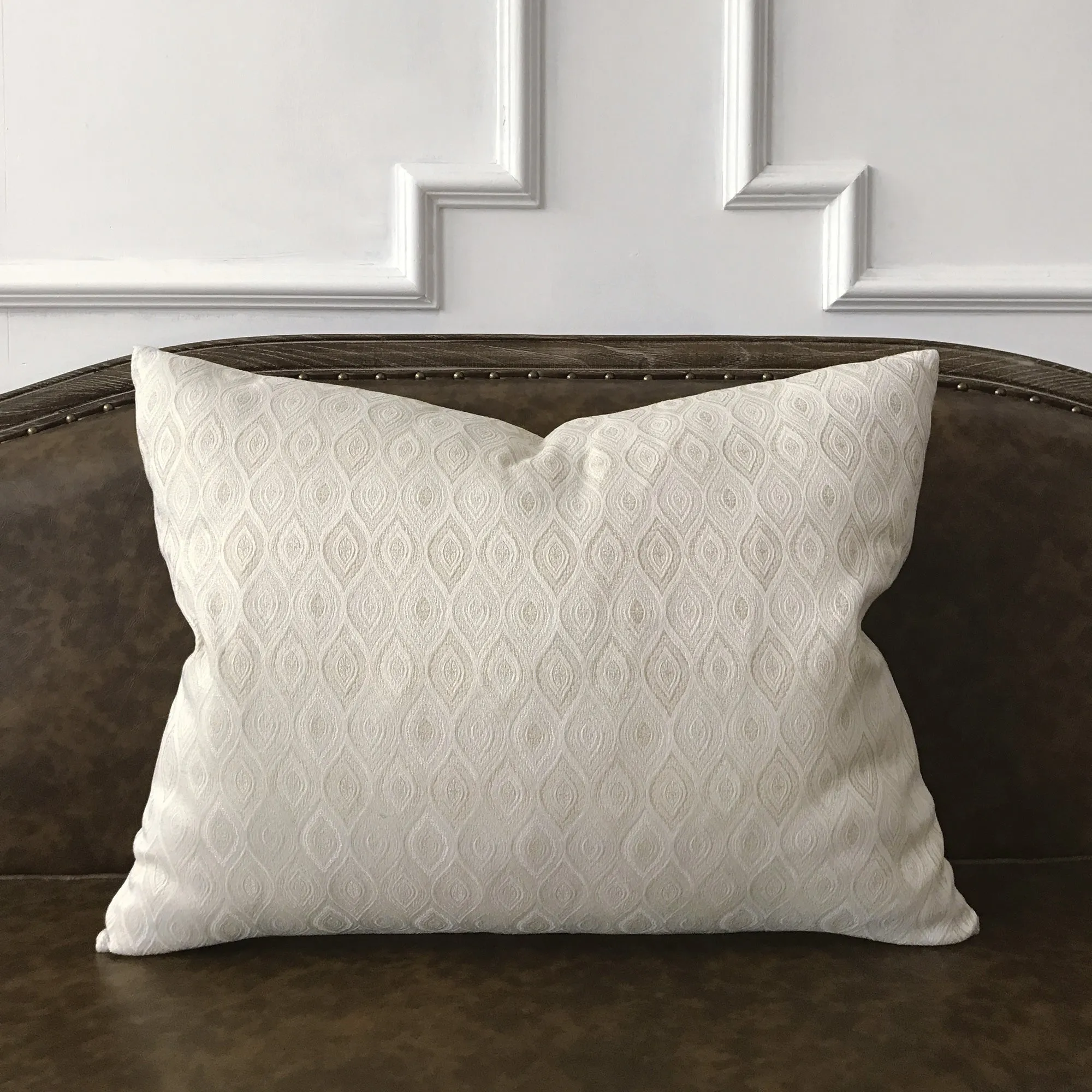 Neutral Woven Ogee Throw Pillow Cover 20x27