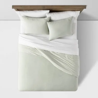 New - Threshold Duvet Cover Set 100% Cotton Sateen Solid 250TC