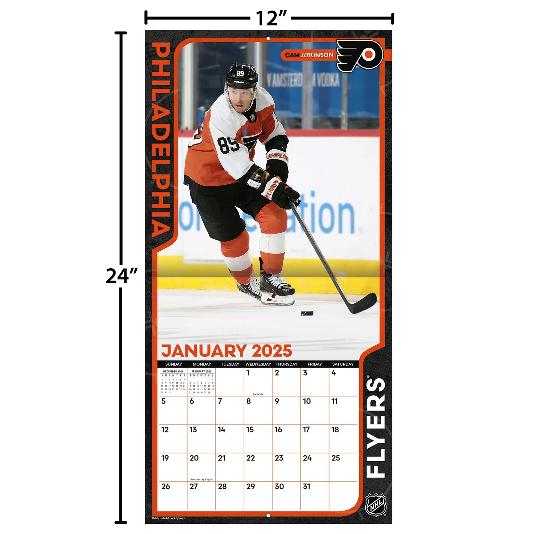 NHL Philadelphia Flyers Wall 2025 Calendar