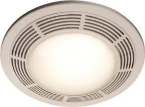 Nutone Decorative Exhaust Fan/Light With Glass Lens White Grill 100 Cfm 3.5 Sone Uses 1 100-Watt Incandescent Lamp