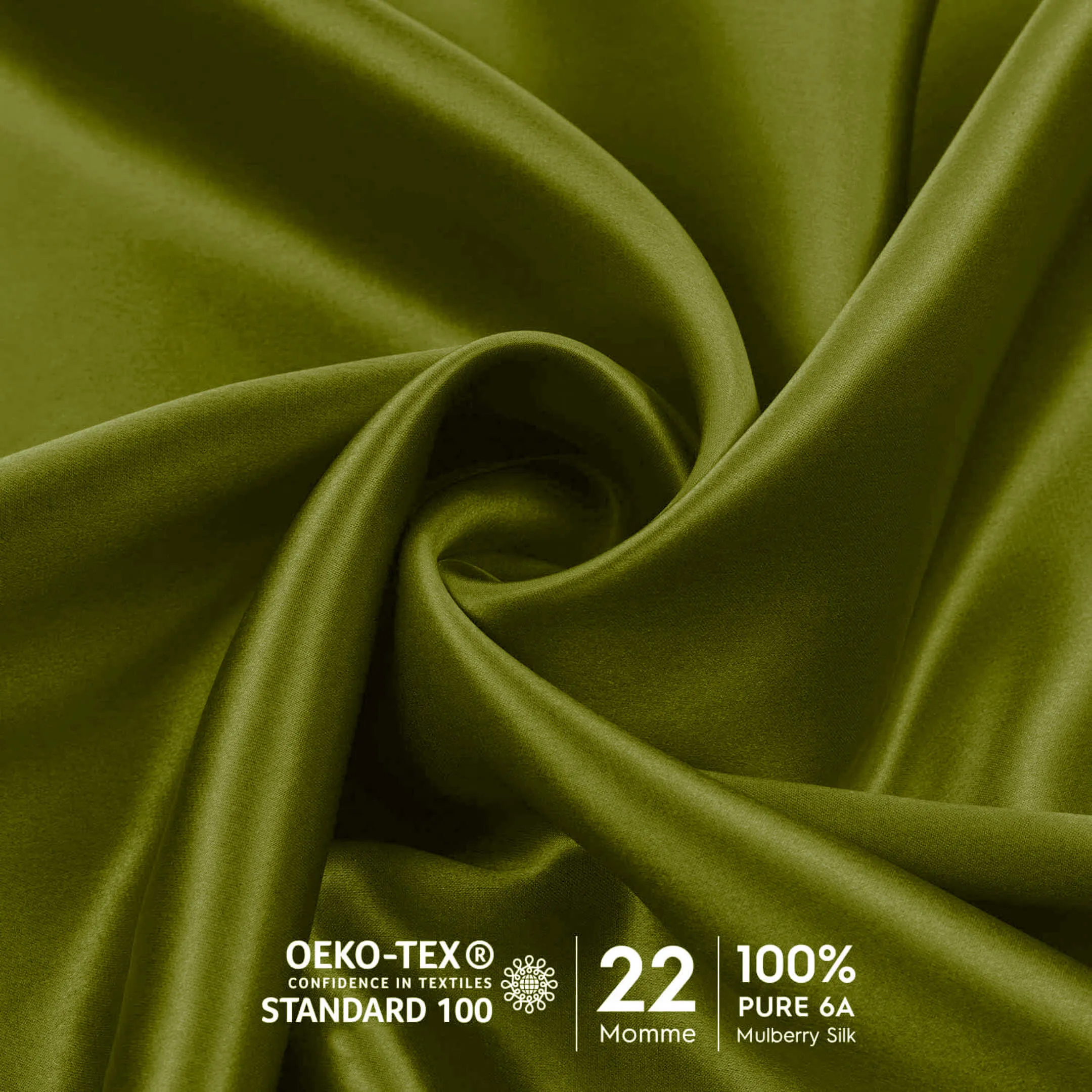 Olive Green Silk Pillowcase-  NZ Standard Size - Zip Closure