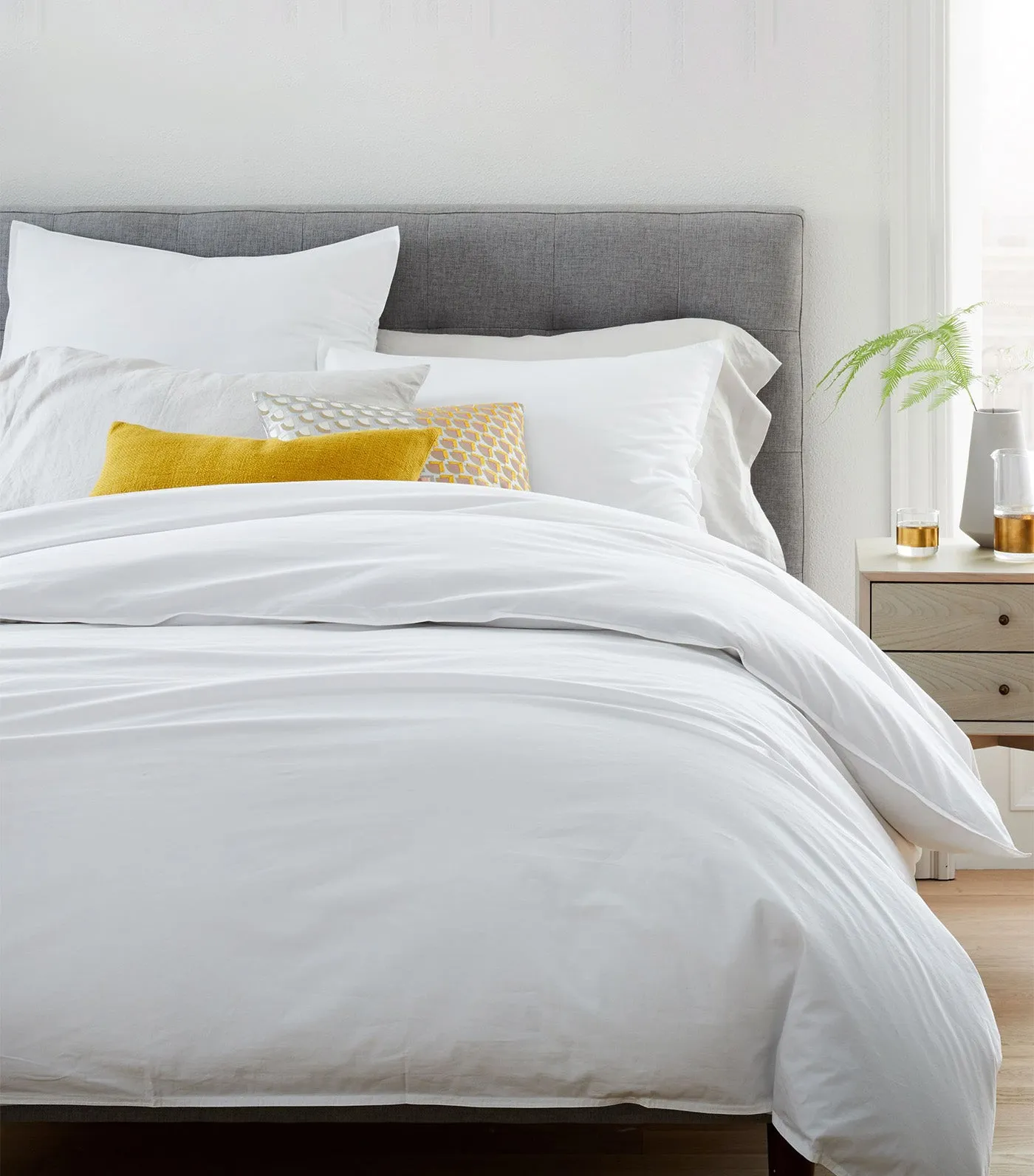 Organic Cotton Percale Duvet Cover and Sham - White