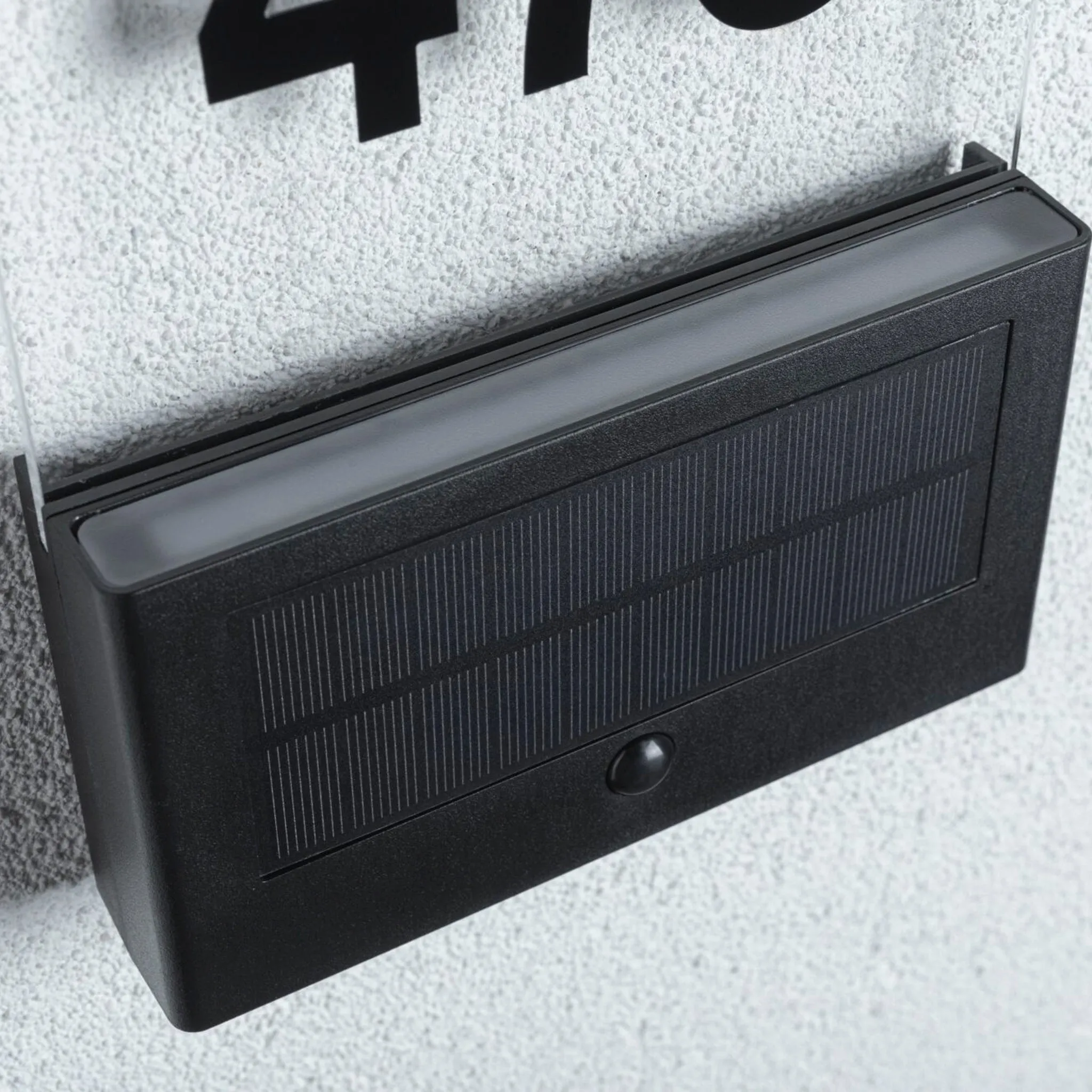 Outdoor Neda Solar House Number 1W LED with Motion Detection & Insect Friendly Lumination in Anthracite