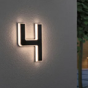 Outdoor Solar House Number 4 LED 0.2W with Replaceable Battery in Black