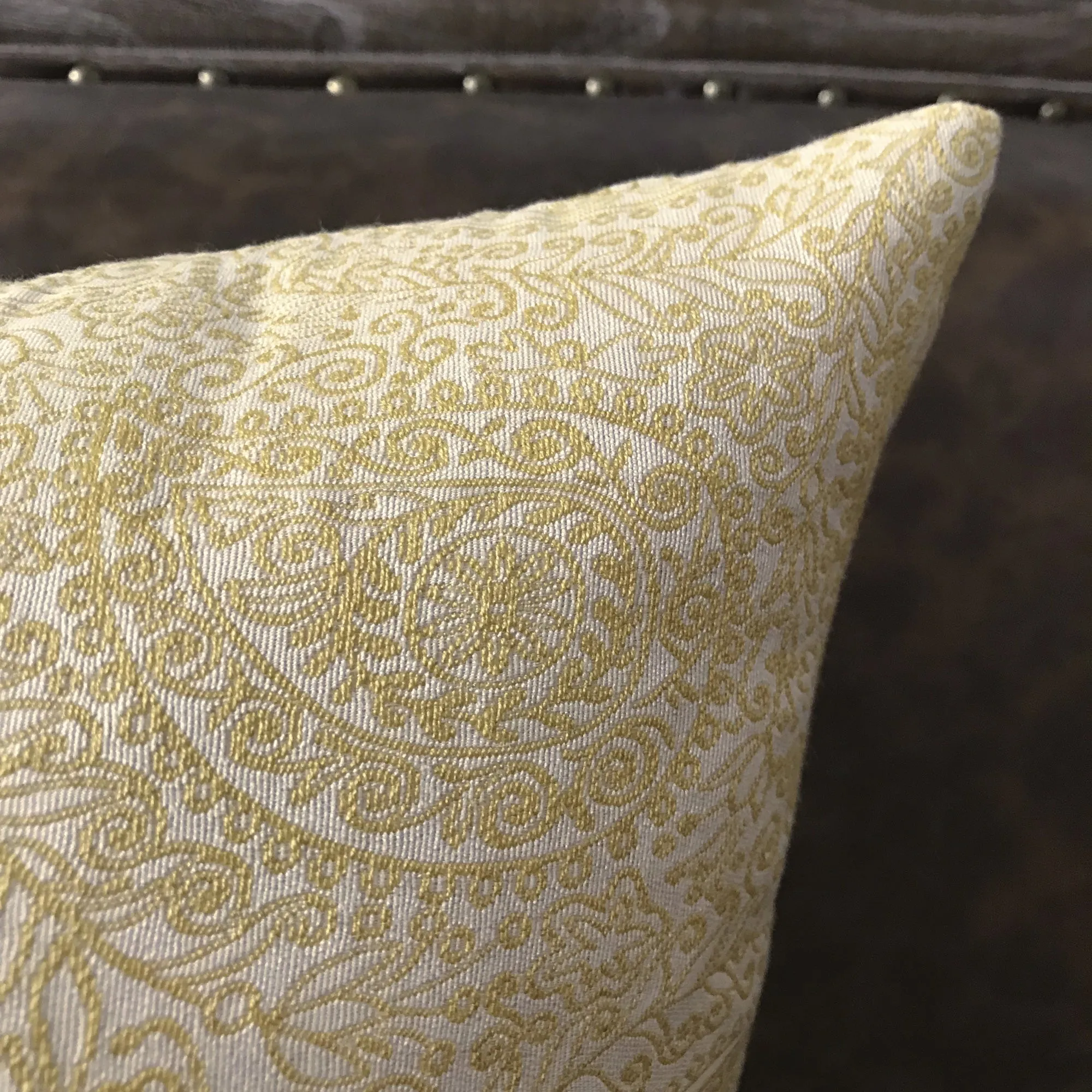 Pale Yellow Paisley Decorative Pillow Cover