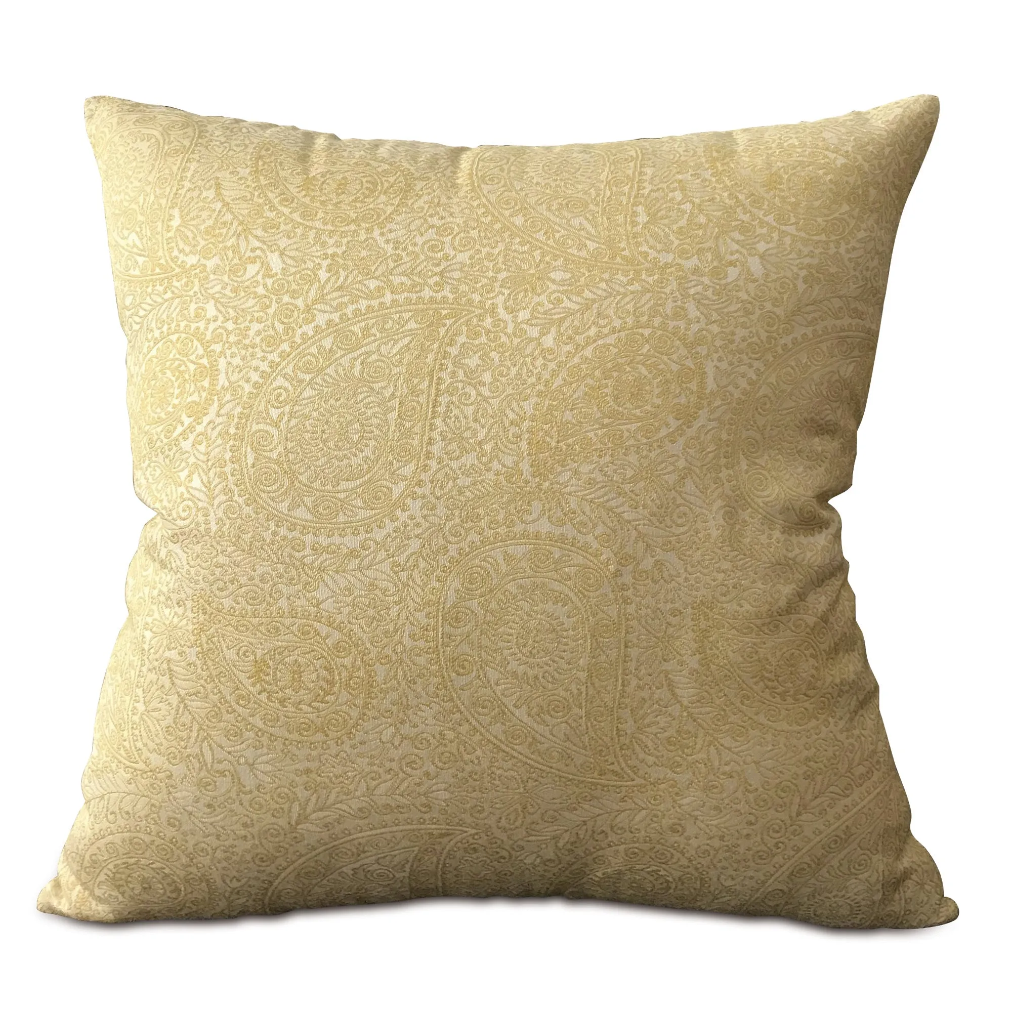 Pale Yellow Paisley Decorative Pillow Cover