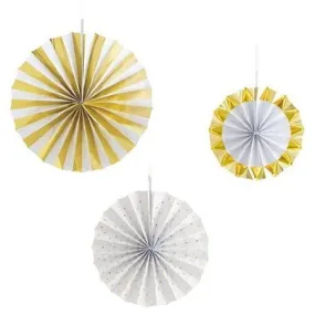 Paper Fans - Gold & White