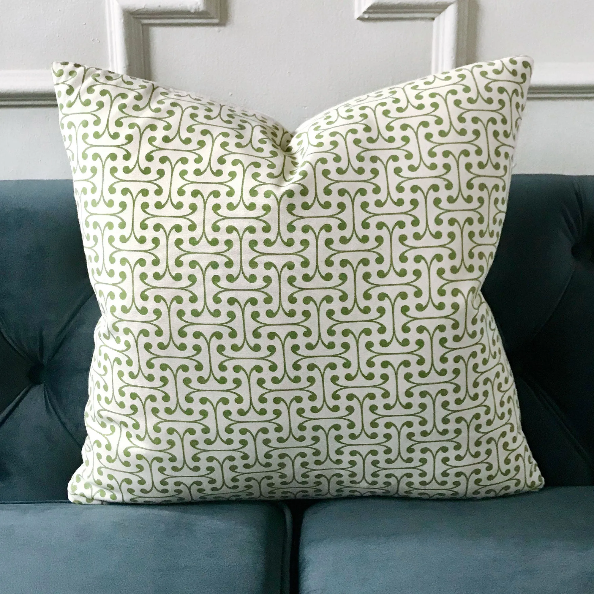 Parisian Chic Throw Pillow Cover in Pea Green 18x18