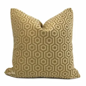 Pascal Honey Brown Hexagon Lattice Chenille Pillow Cover (Fabric by the Yard available)