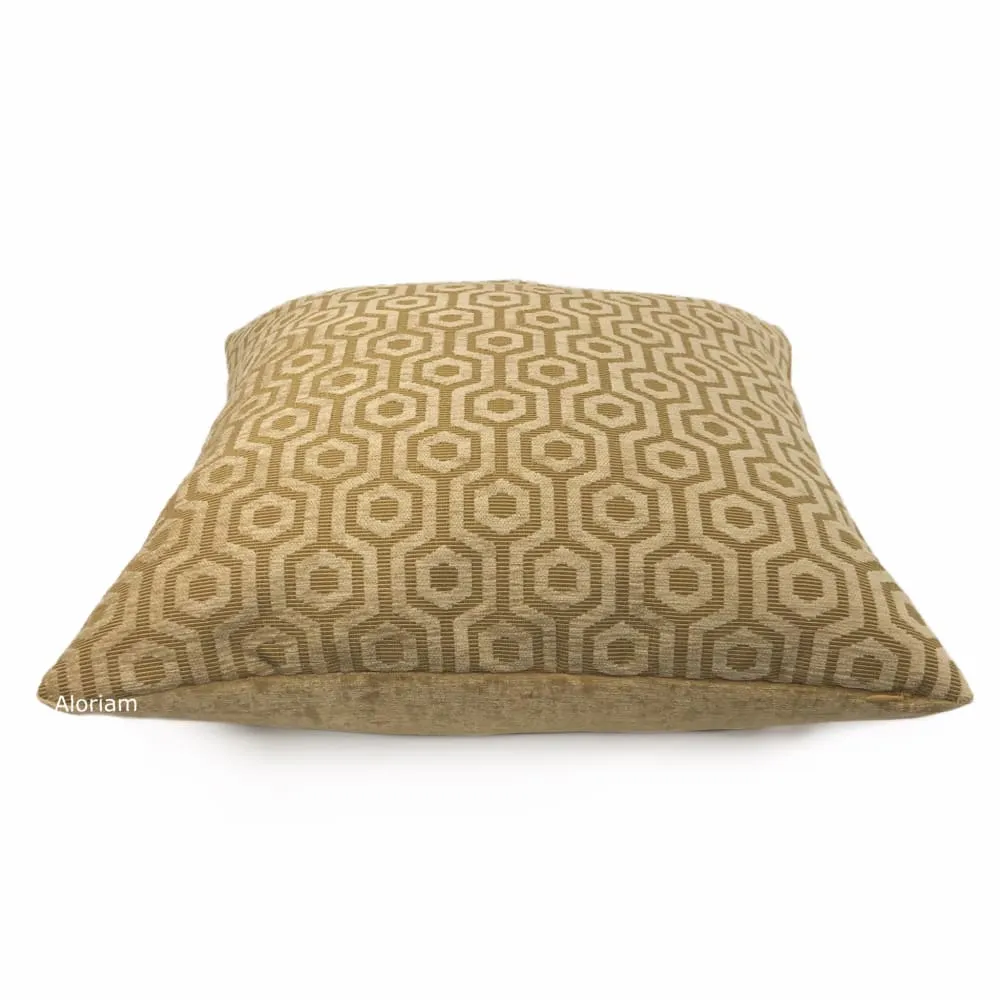 Pascal Honey Brown Hexagon Lattice Chenille Pillow Cover (Fabric by the Yard available)