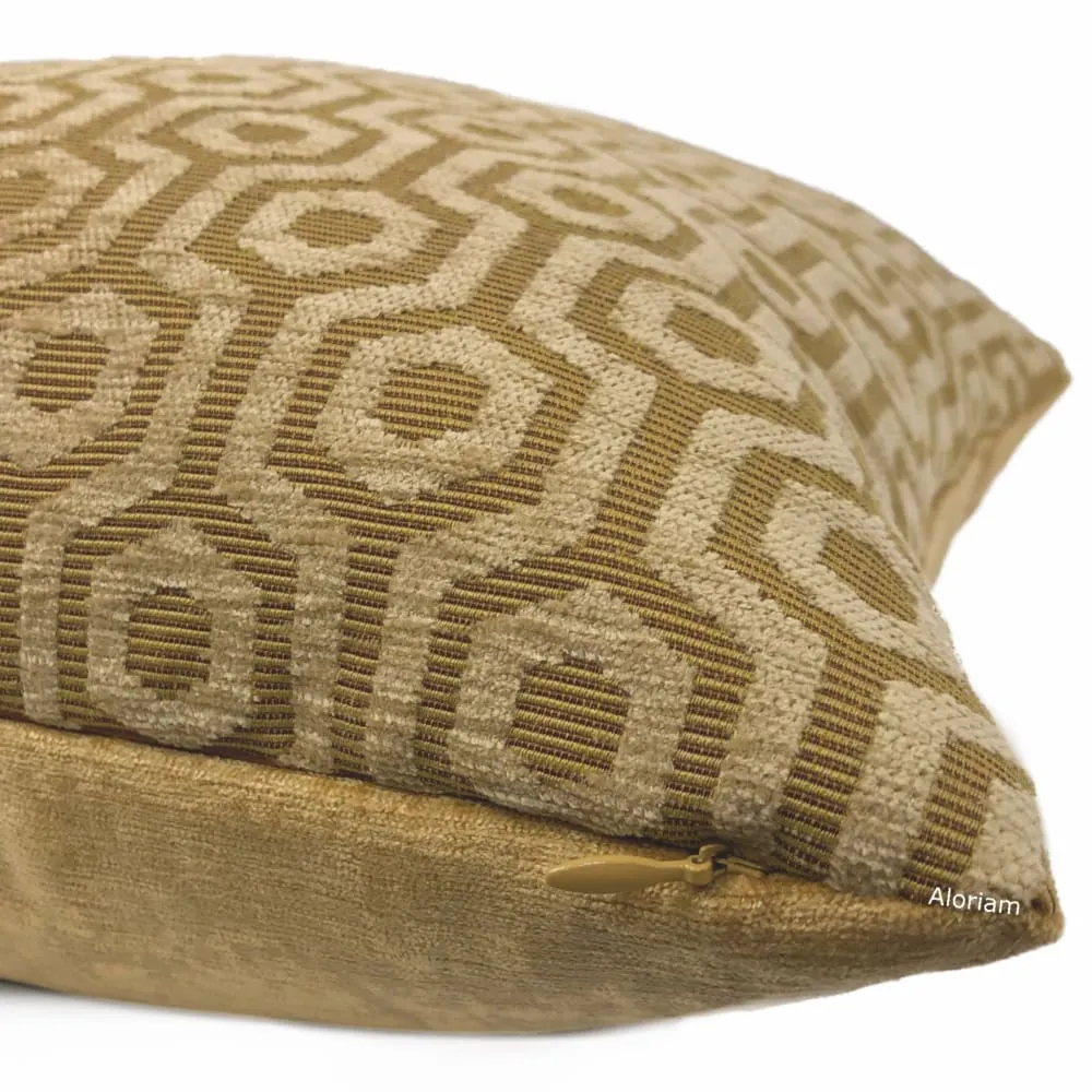 Pascal Honey Brown Hexagon Lattice Chenille Pillow Cover (Fabric by the Yard available)