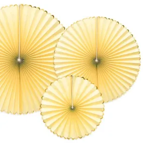 Pastel Yellow Party Paper Fans x 3