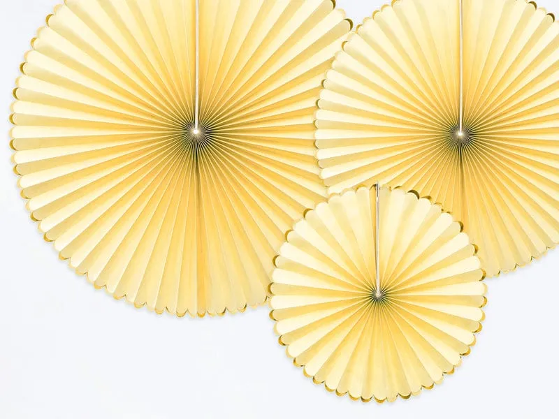 Pastel Yellow Party Paper Fans x 3