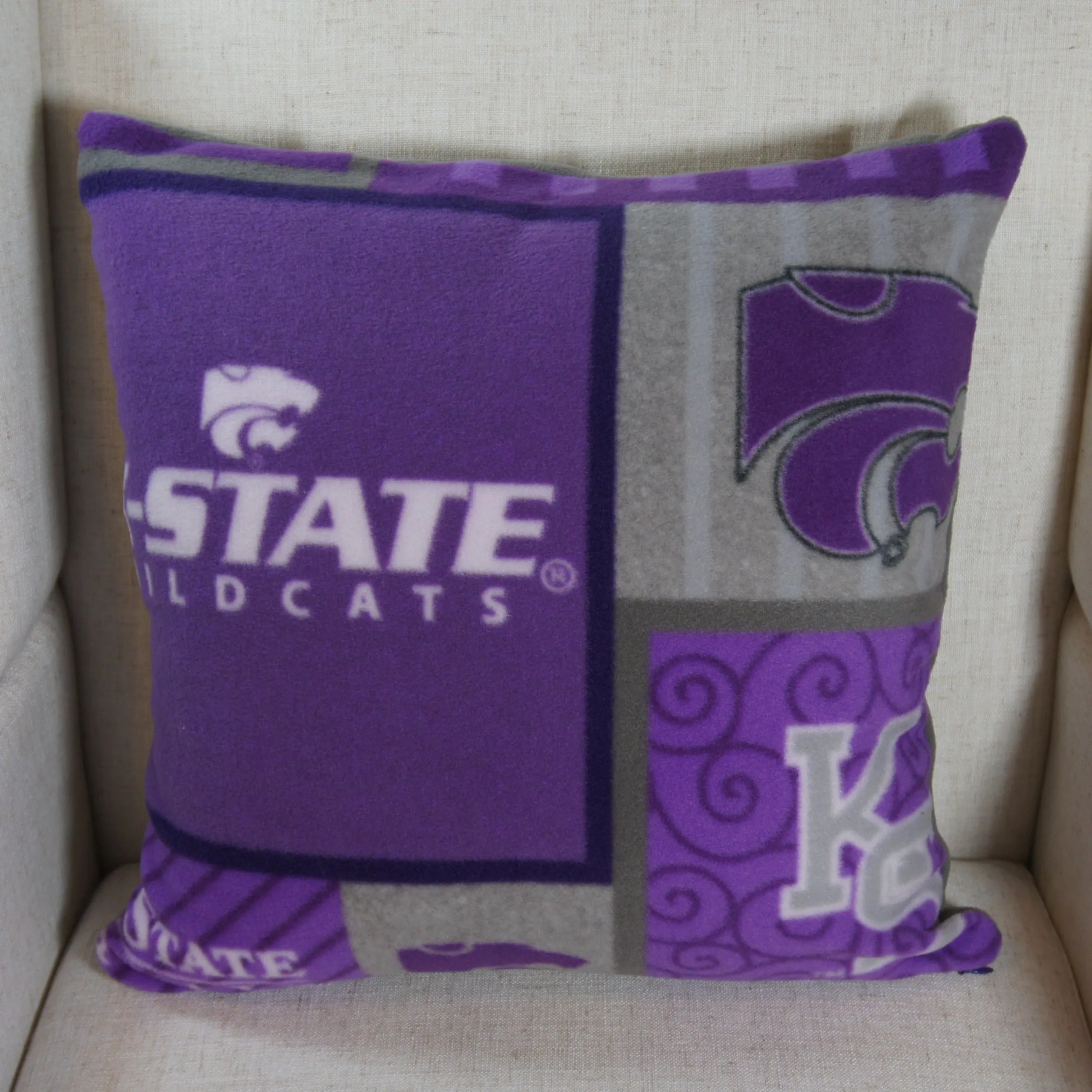 Pillows - College - NCAA - Kansas State University-KSU - Wildcats - Blocks - 18 inch