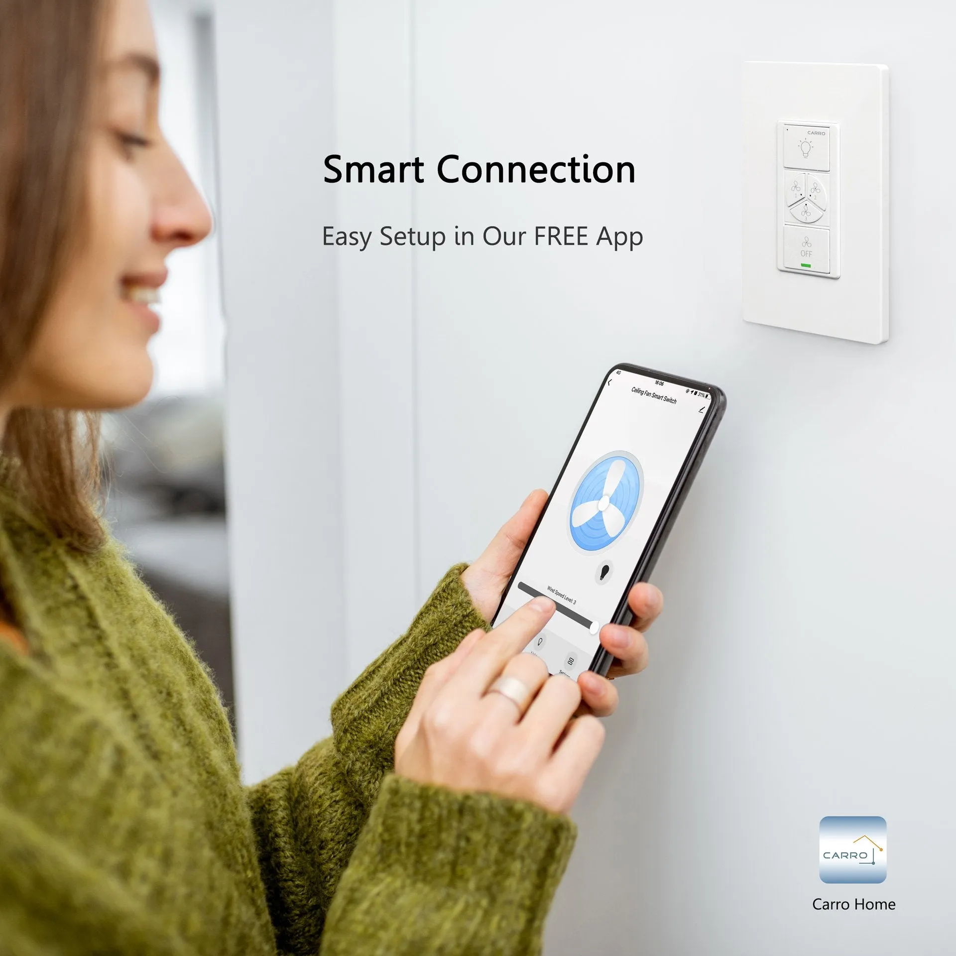 Pilot Smart Wall Switch For Ceiling Fans(2-Gang), Works with Amazon Alexa, Google Assistant, and Siri Shortcuts