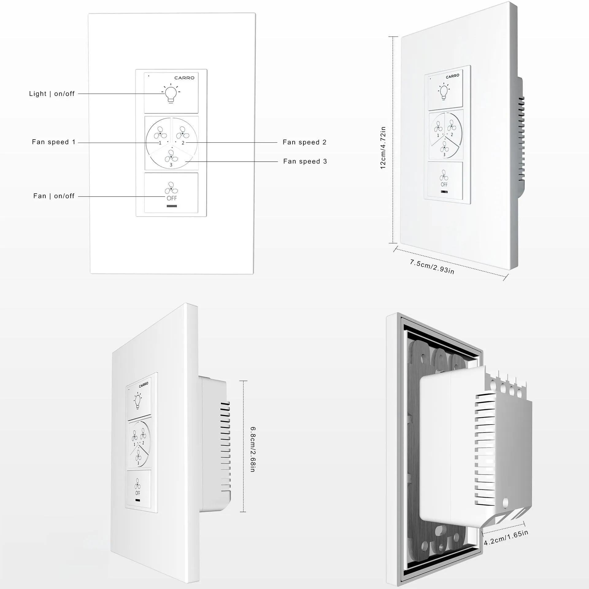 Pilot Smart Wall Switch For Ceiling Fans(2-Gang), Works with Amazon Alexa, Google Assistant, and Siri Shortcuts