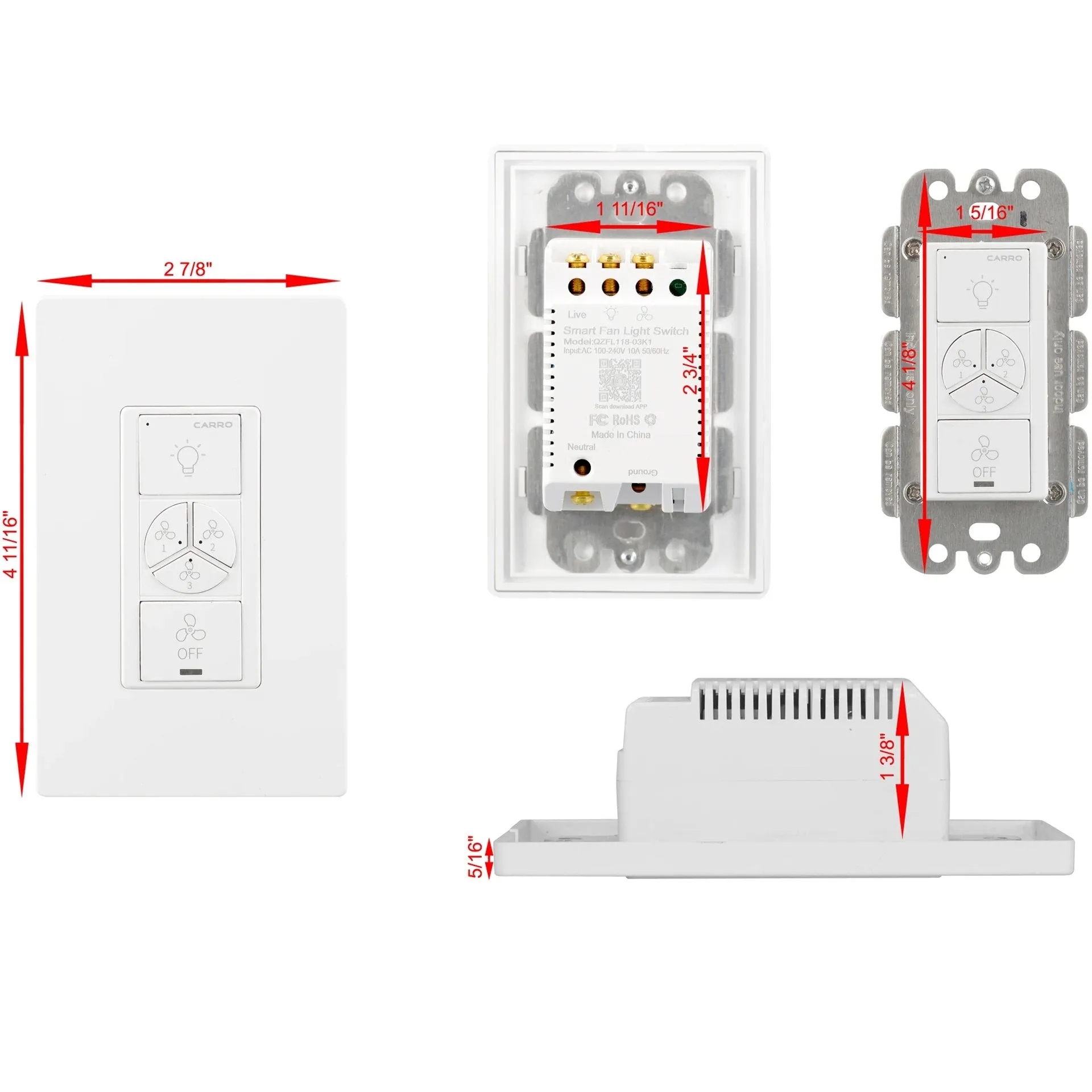 Pilot Smart Wall Switch For Ceiling Fans(2-Gang), Works with Amazon Alexa, Google Assistant, and Siri Shortcuts