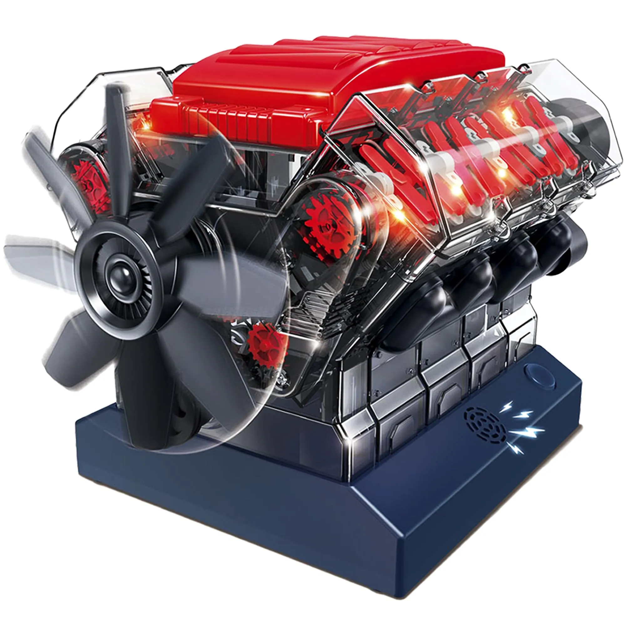 Playz V8 Combustion Engine Model Kit That Runs - Build Your Own STEM Mini V8 Model Engine Kit for Adults & Kids Age 12 , Visible V8 Mini Engine Kit That Works for Adult w/ 270 STEM Parts