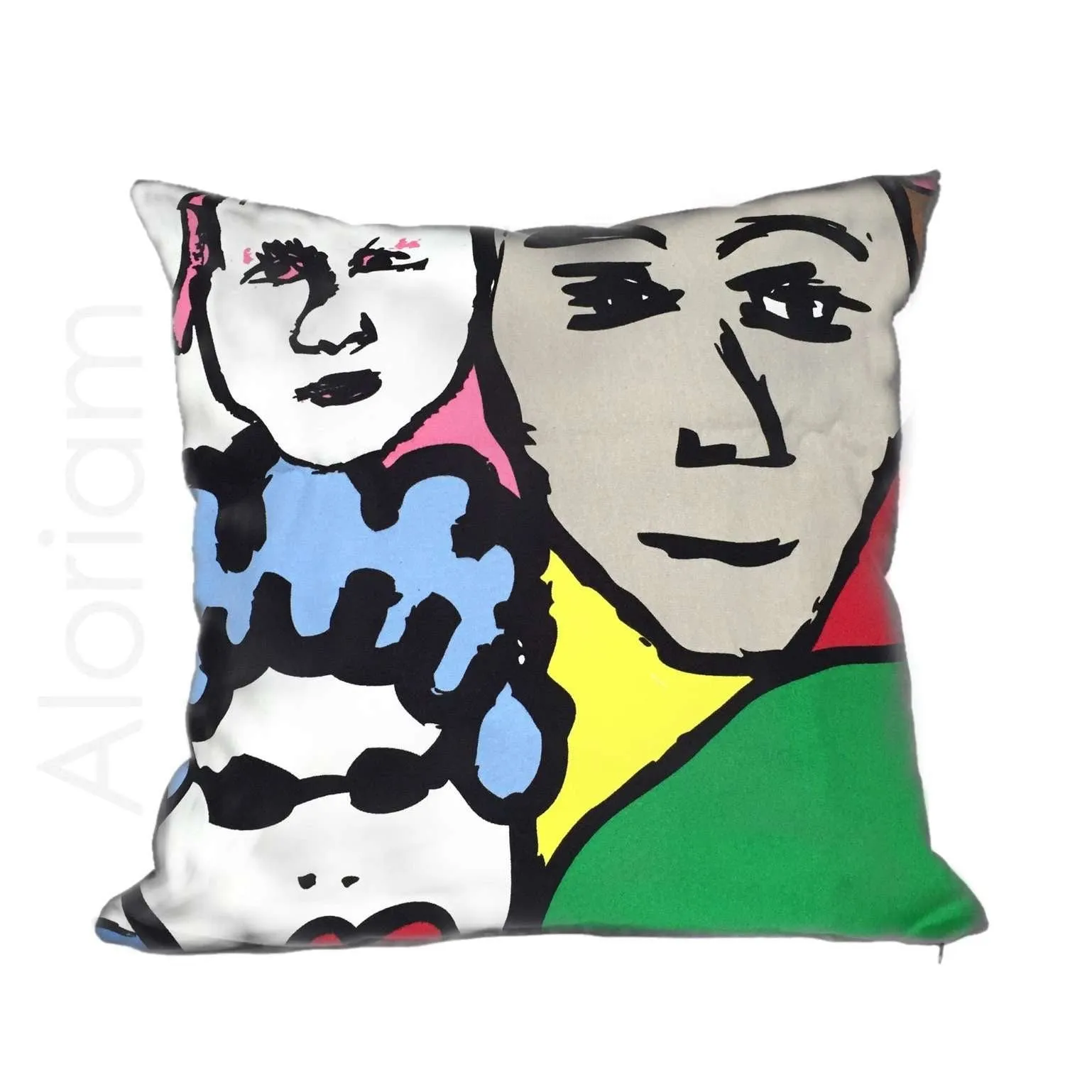 Pop Art Faces Bright Multicolor Cotton Pillow Cushion Cover