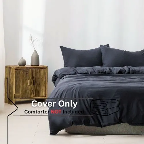 Premium Single size 4 pieces Bedding Set without filler, Plain Black Color