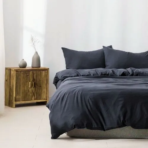 Premium Single size 4 pieces Bedding Set without filler, Plain Black Color