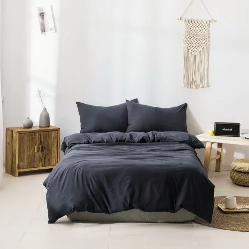 Premium Single size 4 pieces Bedding Set without filler, Plain Black Color