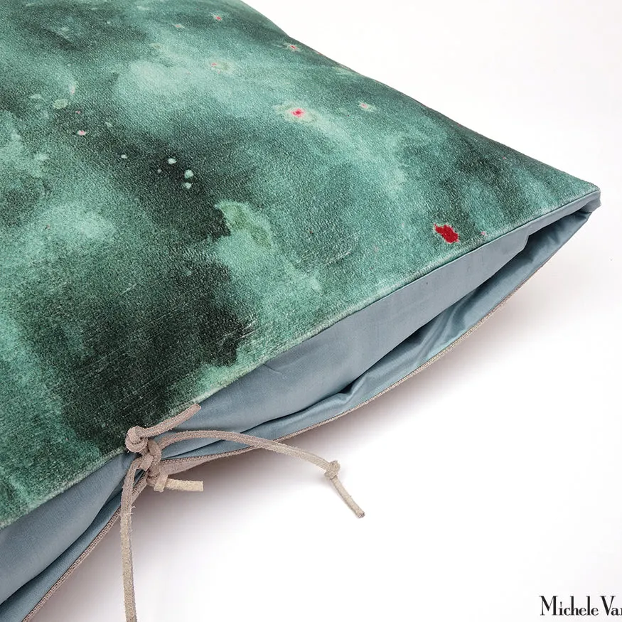 Printed Velvet Pillow Cloudy Sage 12x22