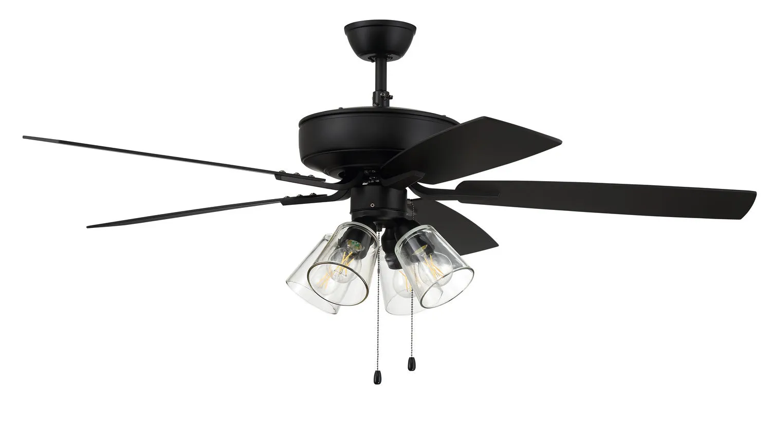 Pro Plus 104 Clear 4-Light Kit 52" Ceiling Fan in Flat Black