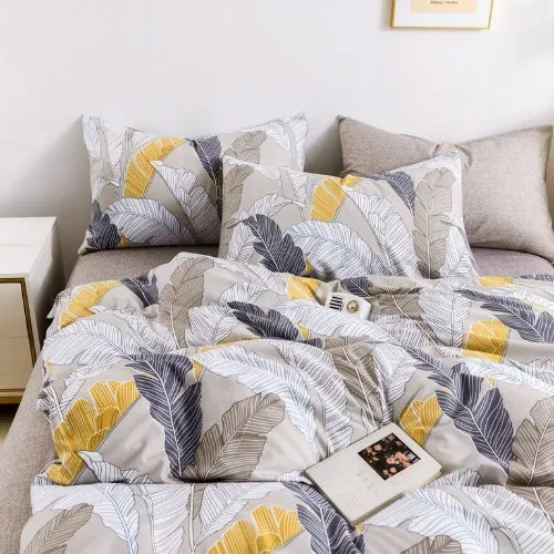 Queen/Double size 6 pieces Bedding Set without filler, Beautiful Leaves Design