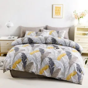 Queen/Double size 6 pieces Bedding Set without filler, Beautiful Leaves Design