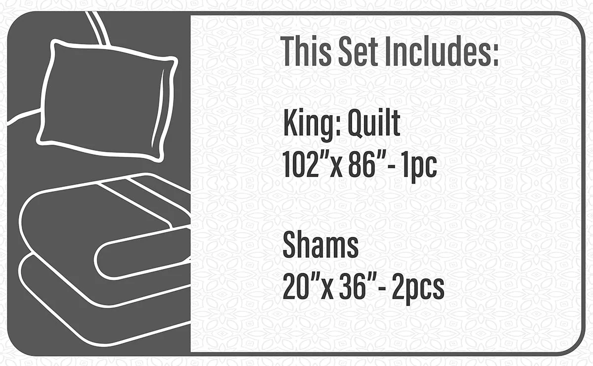 Quilt Bedding Set Woven 3 Piece Set King Daphne