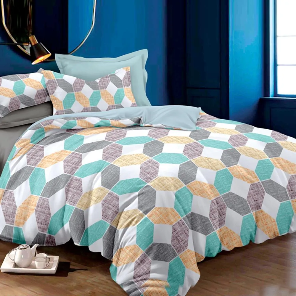 Quilt Cover Set Queen Bed Doona Duvet Reversible Sets Geometry Pattern