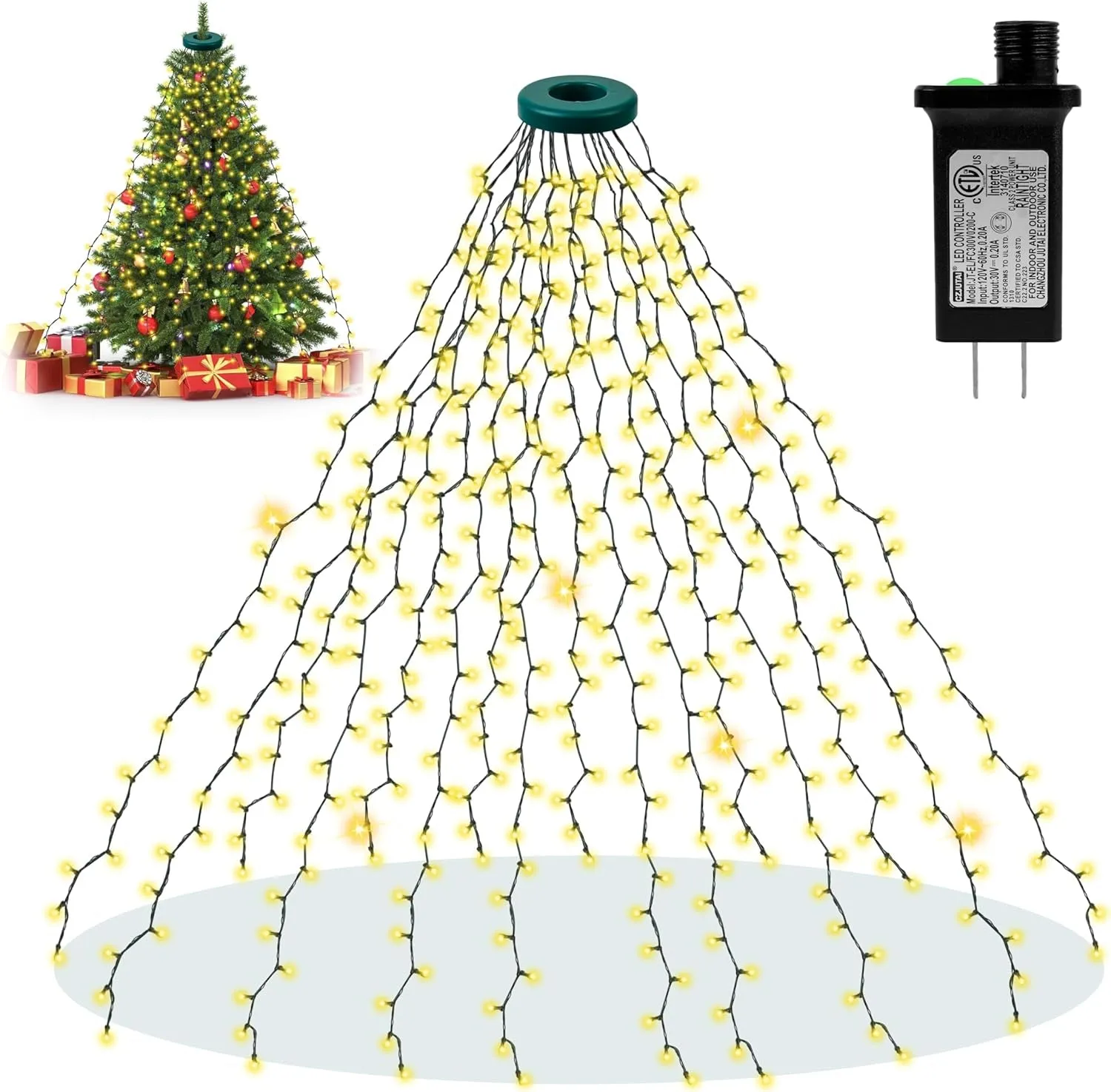 "400 LED Christmas Tree Lights - Indoor & Outdoor with 8 Modes, Timer, and Memory Function"