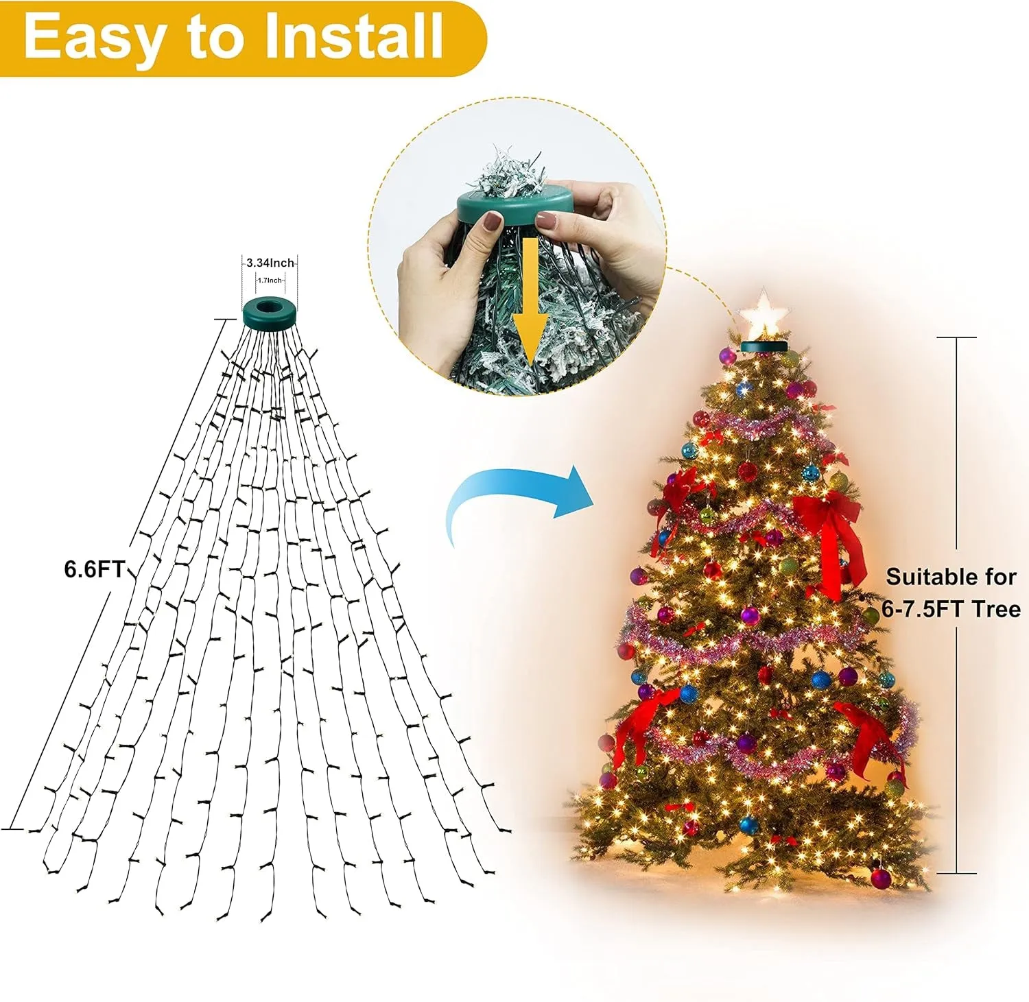 "400 LED Christmas Tree Lights - Indoor & Outdoor with 8 Modes, Timer, and Memory Function"