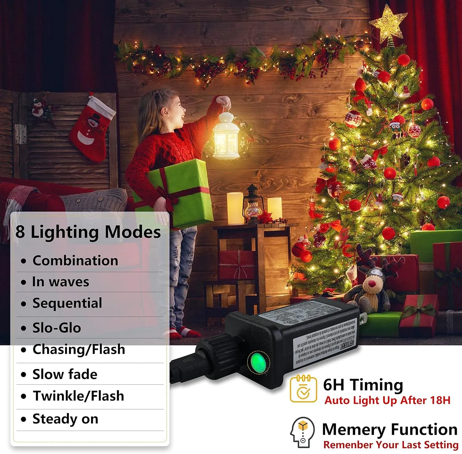 "400 LED Christmas Tree Lights - Indoor & Outdoor with 8 Modes, Timer, and Memory Function"