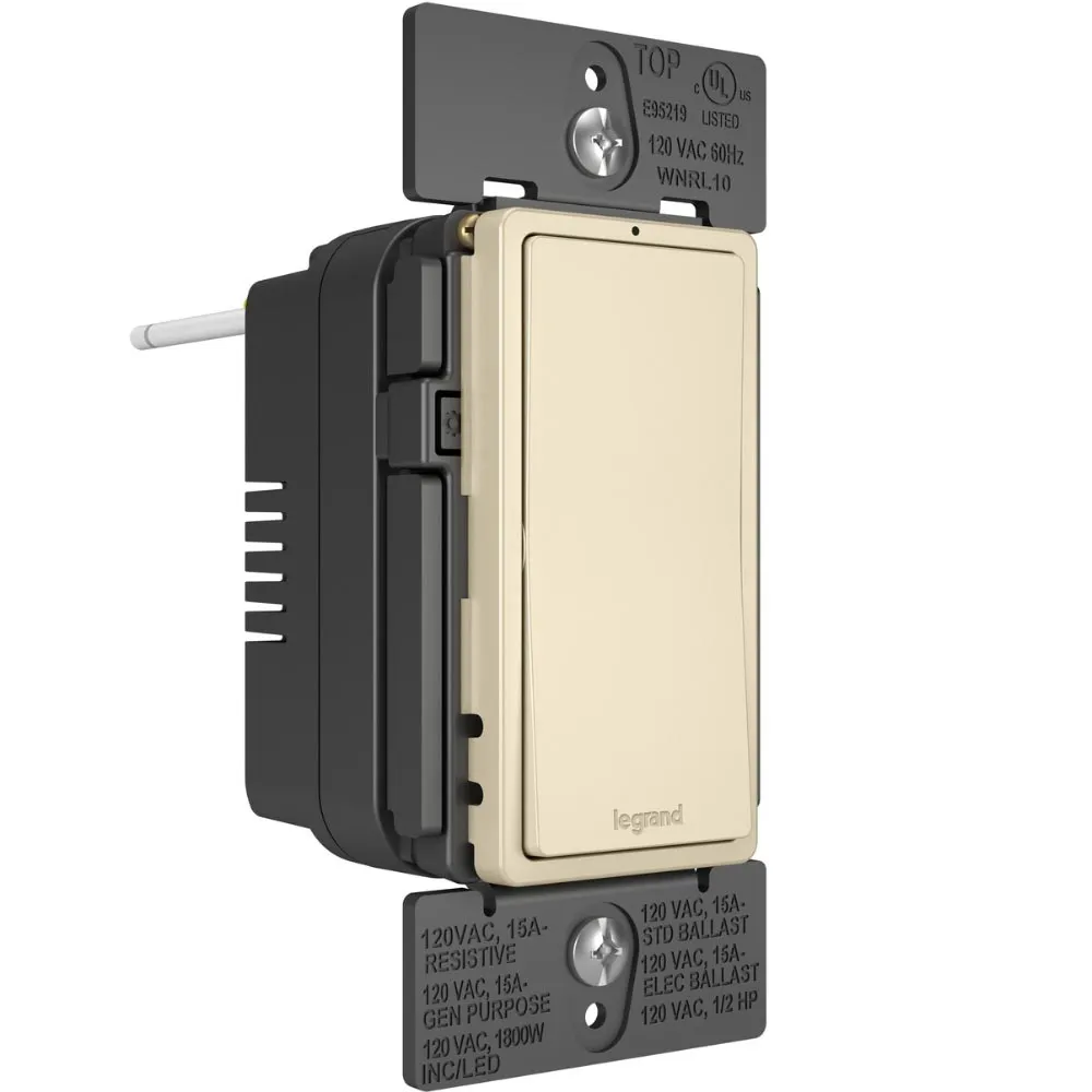 radiant 3-Way/Multi-Location Rocker Smart Light Switch with Netatmo, Light Almond