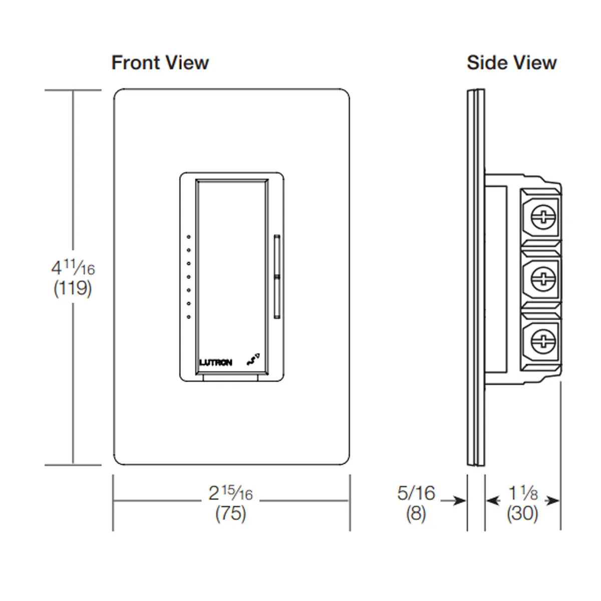 RadioRA 2 Maestro Smart Dimmer Switch, 600W MLV, Single Pole/Multi-Location, Neutral Required, White