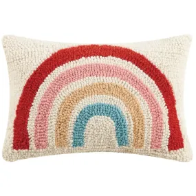 Rainbow Wool Hooked Pillow