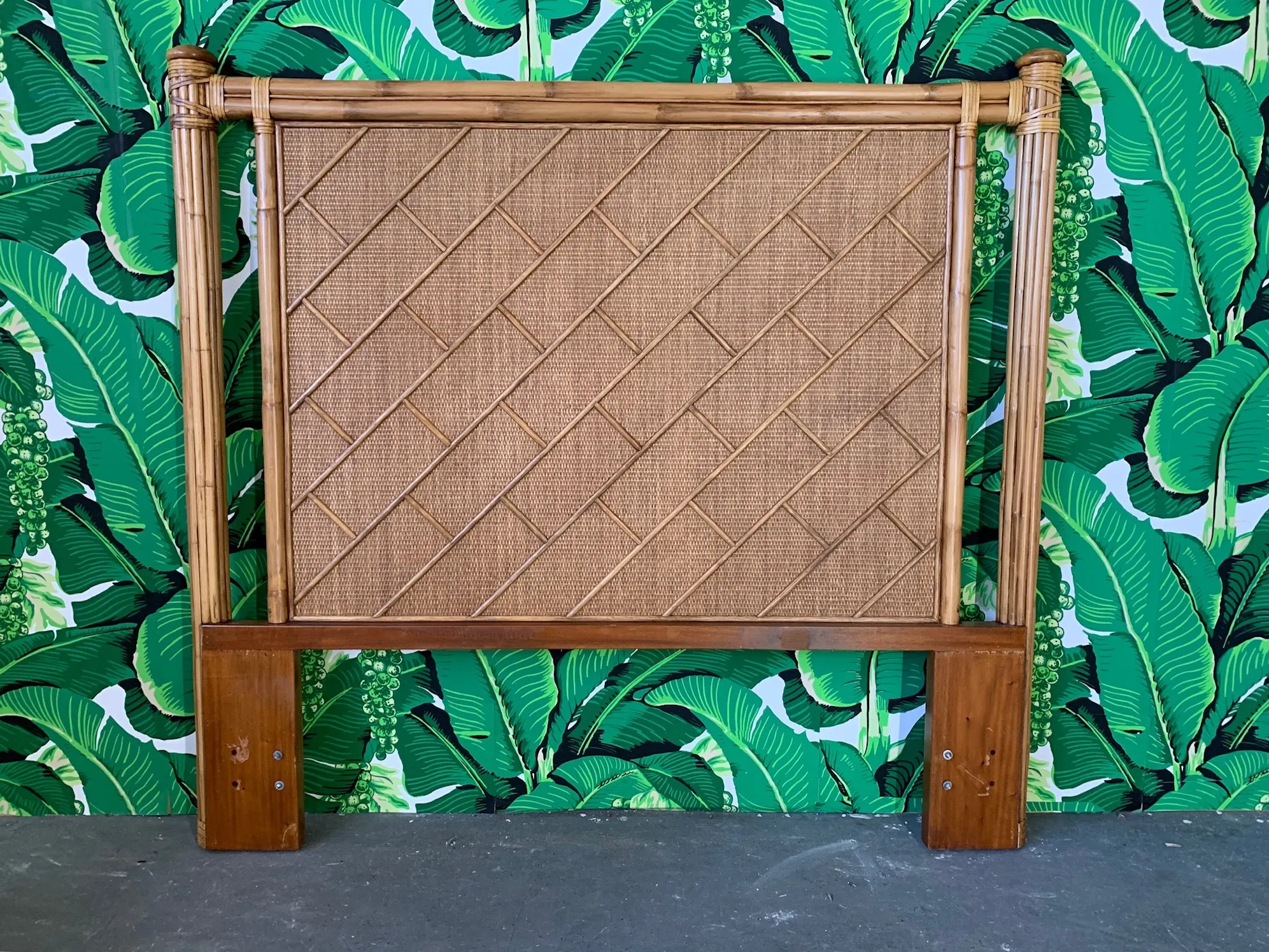 Rattan Chinoiserie Queen Size Headboard