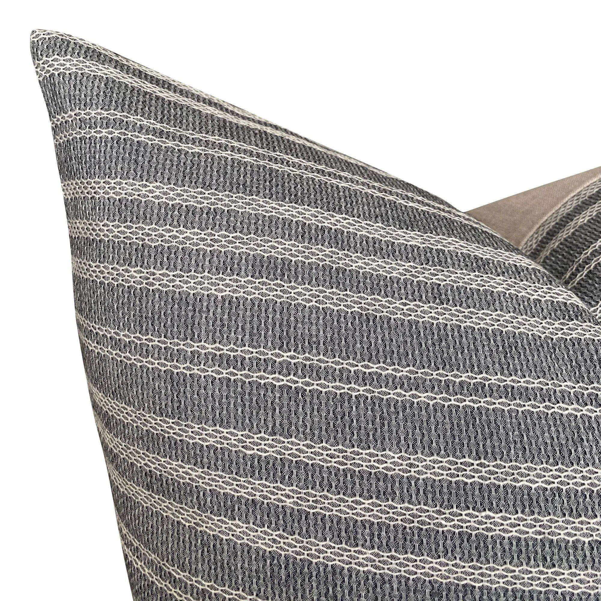 READY TO SHIP Chiangmai Native Cotton Gray and White Woven Stripe Pillow Cover