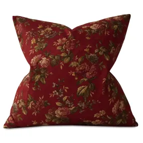 Red Country Floral Throw Pillow Cover 24x24