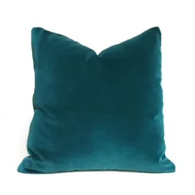 Robert Allen Exquisite Peacock Teal Blue-Green Cotton Velvet Pillow Cover