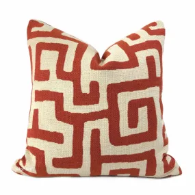 Robert Allen Maze Along Saffron Orange Ivory Ethnic Tribal Geometric Pillow Cover