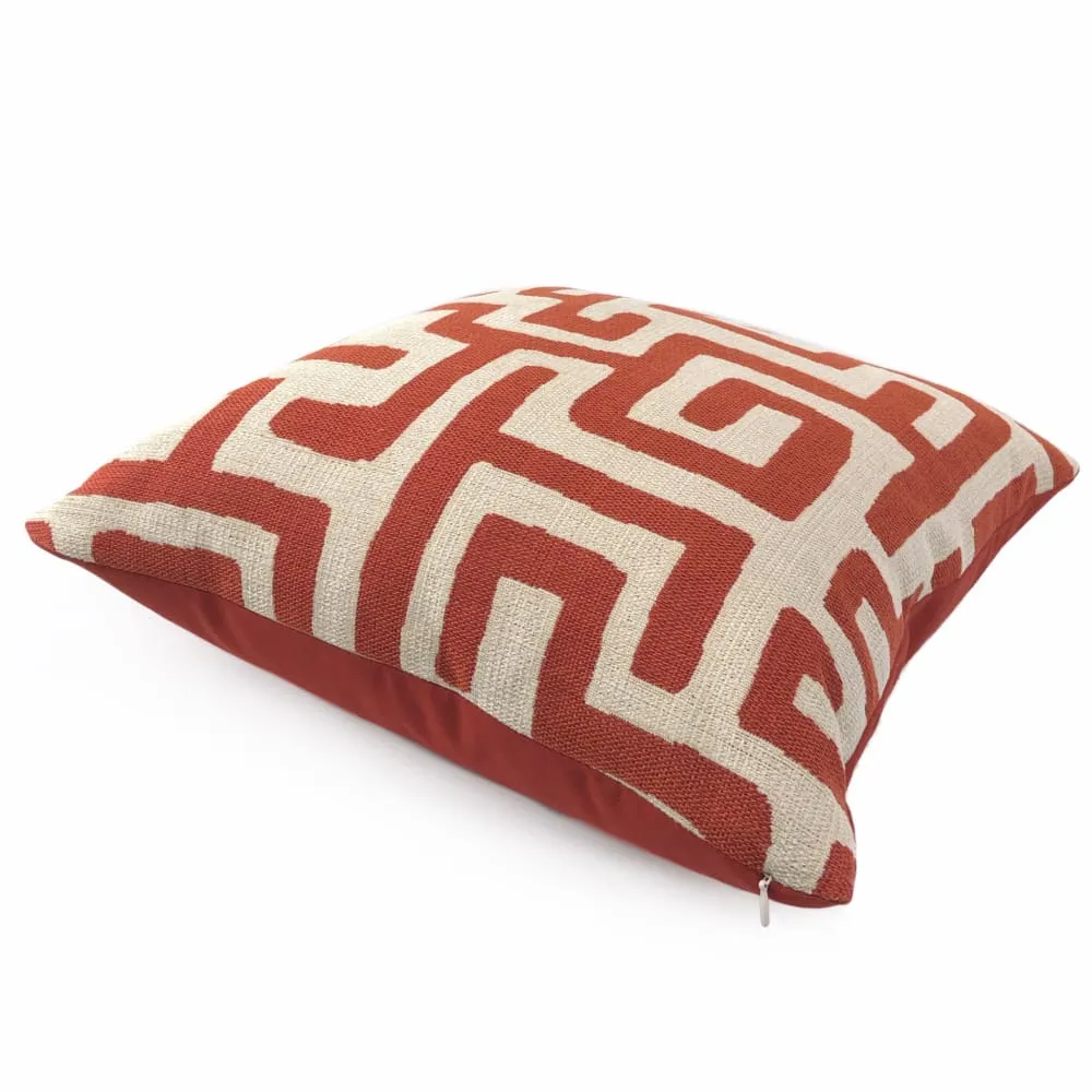 Robert Allen Maze Along Saffron Orange Ivory Ethnic Tribal Geometric Pillow Cover