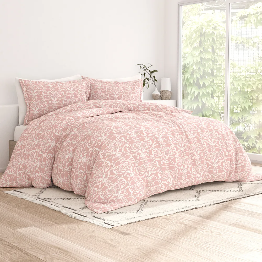 Romantic Damask Pattern 3-Piece Duvet Cover Set