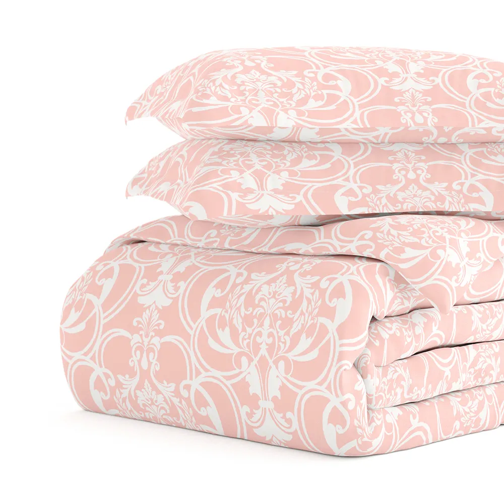 Romantic Damask Pattern 3-Piece Duvet Cover Set