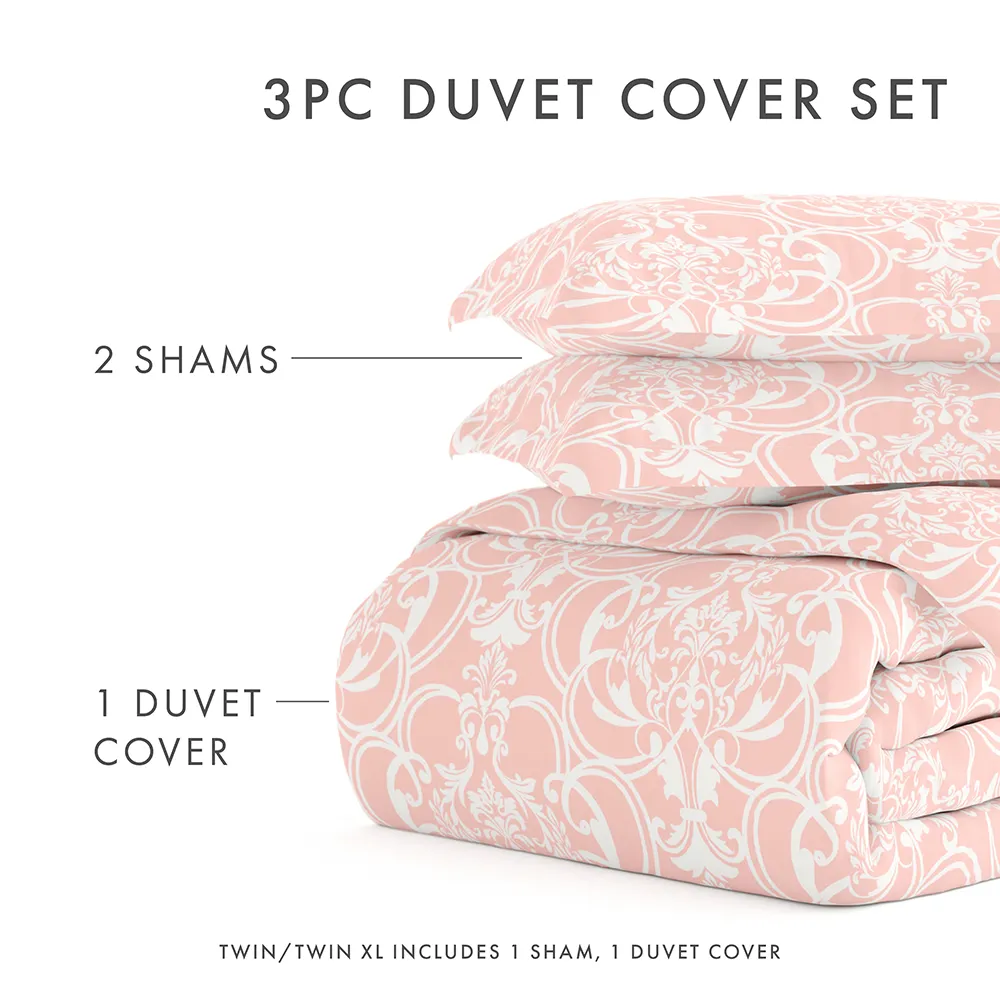 Romantic Damask Pattern 3-Piece Duvet Cover Set